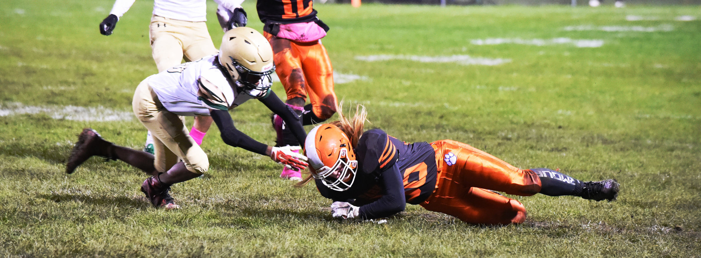 Caleb Gilliam falls on a blocked punt